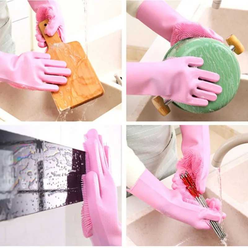 2pcs silicone dishwashing gloves