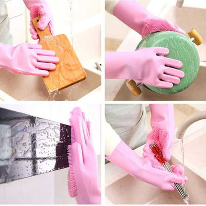 2pcs silicone dishwashing gloves