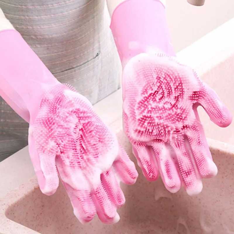 2pcs silicone dishwashing gloves