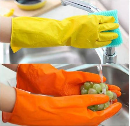 High Quality Firm Grip Kitchen Washing and Cleaning Gloves Latex Gloves Solid Household Gloves - Pair