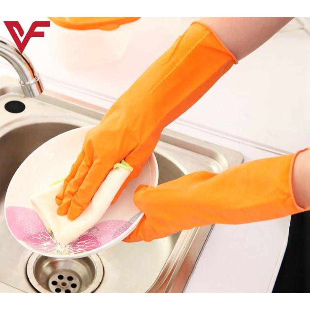 High Quality Firm Grip Kitchen Washing and Cleaning Gloves Latex Gloves Solid Household Gloves - Pair